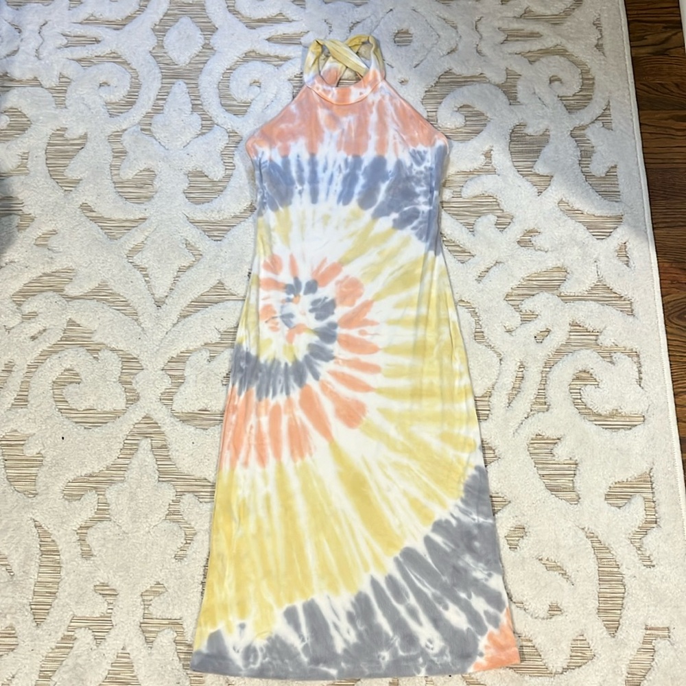 Young, Fabulous and Broke Tie Dye Cross Back MIDI dress